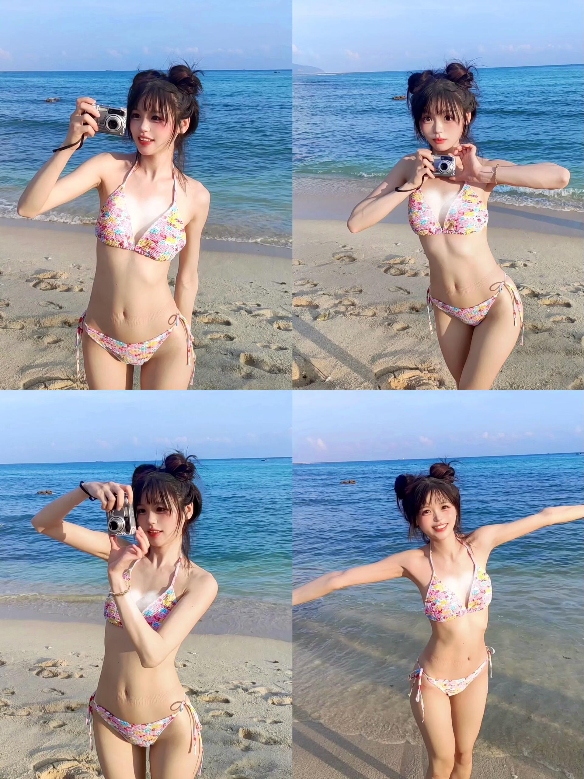 去海边度假啦｜海边蓝天鬼马元气拍照姿势 第 1 张参考图